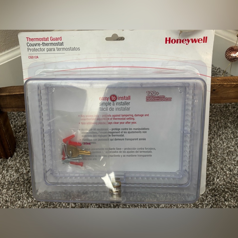 Honeywell Large Universal Thermostat Guard Clear Lock Box Keys CG512A TG512A1009